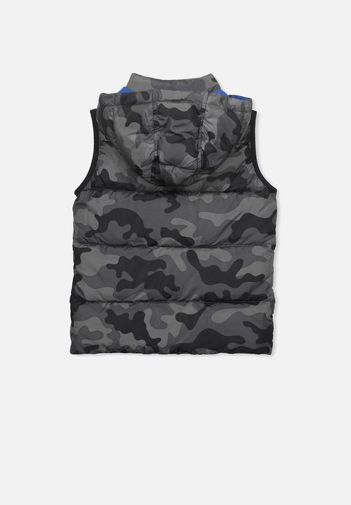 Cotton On - Camo puffer vest - black & grey