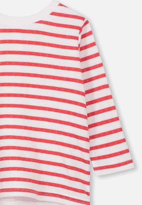Cotton On - Long sleeve boxy tee - red & white