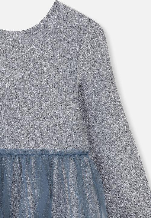 Cotton On - Long sleeve tulle dress - grey & blue