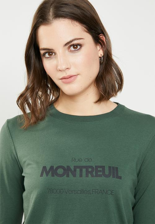 Cotton On - Classic slogan long sleeve - green