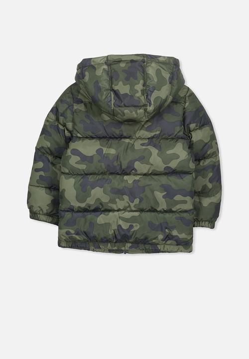 Cotton On - Frankie  camo puffer jacket - green & black