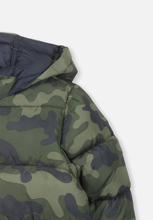 Cotton On - Frankie  camo puffer jacket - green & black