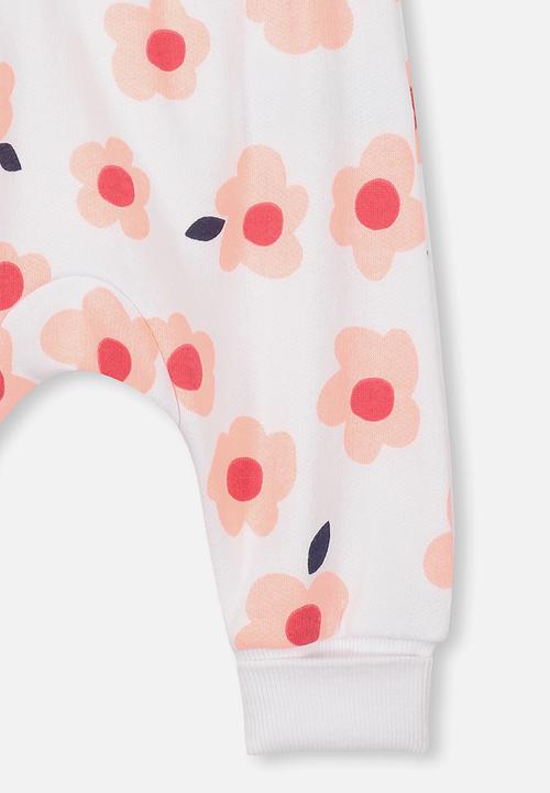 Cotton On - Charlie happy floral trackpant - white
