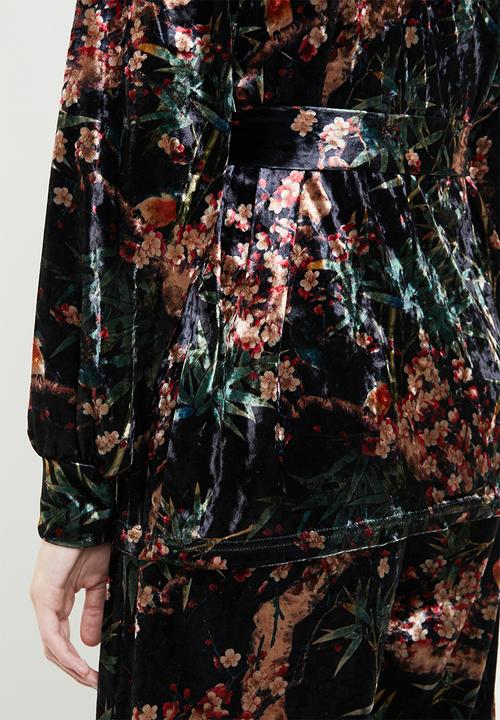ONLY - Alex printed velvet blazer - black
