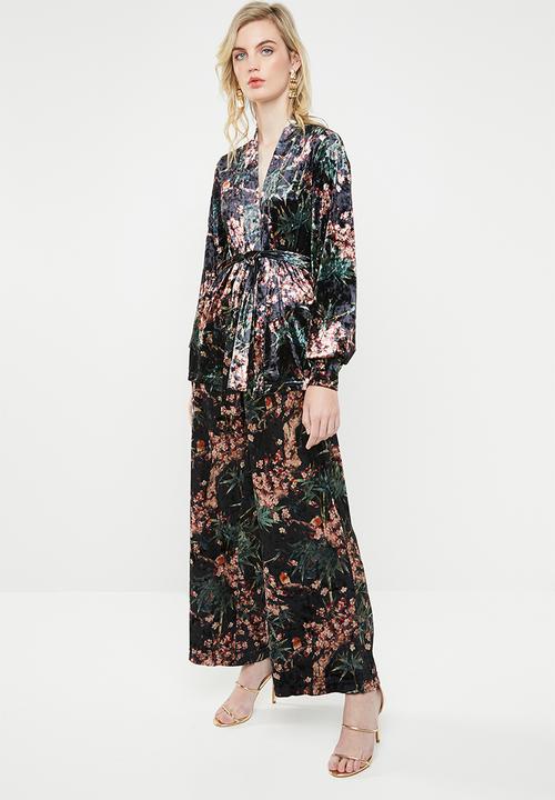 ONLY - Alex printed velvet blazer - black