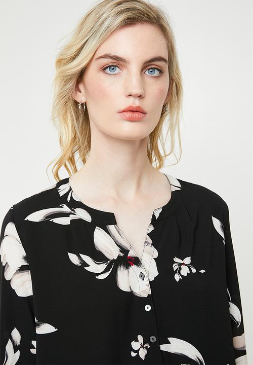 ONLY - Nova lux printed tunic shirt - black