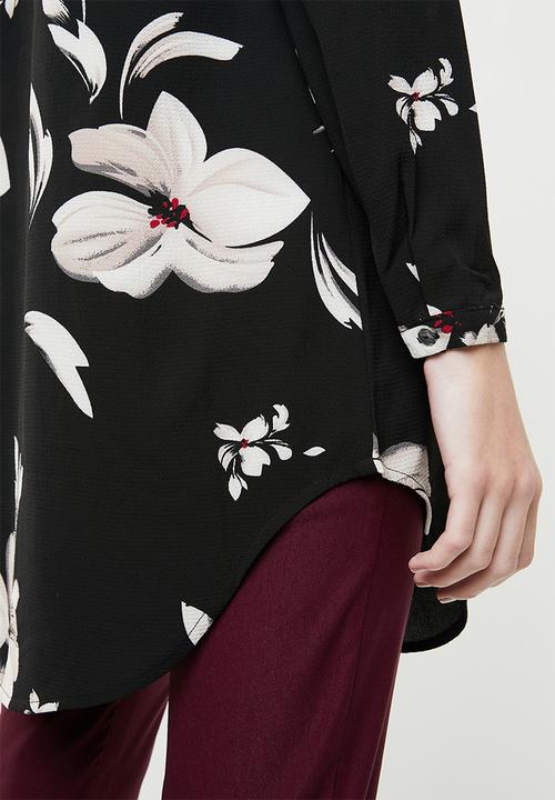 ONLY - Nova lux printed tunic shirt - black