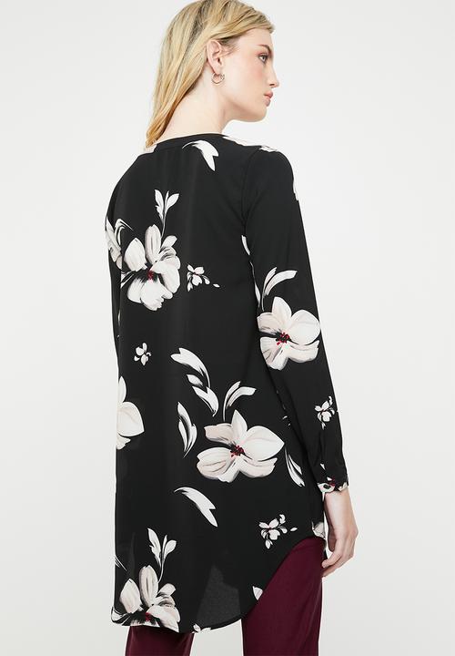 ONLY - Nova lux printed tunic shirt - black