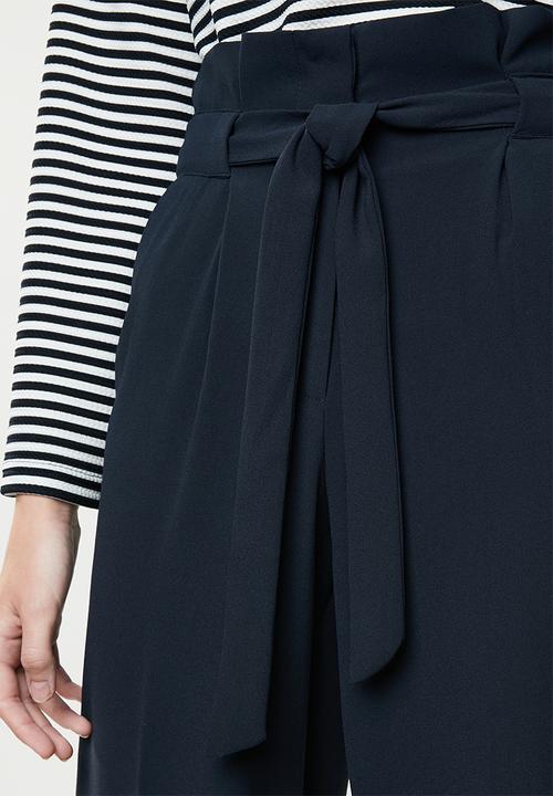 ONLY - High waist paperbag pants - navy