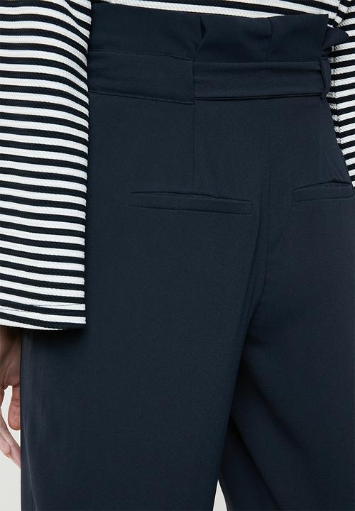 ONLY - High waist paperbag pants - navy