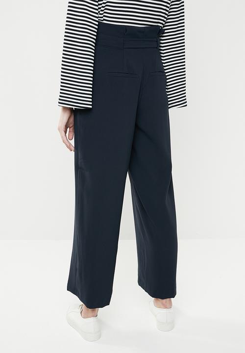 ONLY - High waist paperbag pants - navy