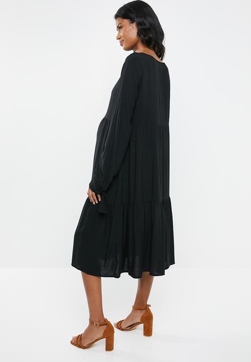 edit Maternity - Tiered peasant dress - black