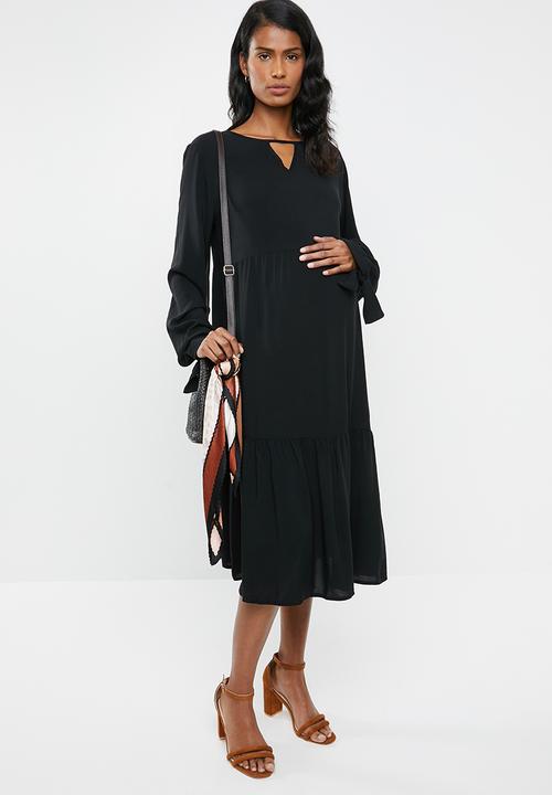 edit Maternity - Tiered peasant dress - black