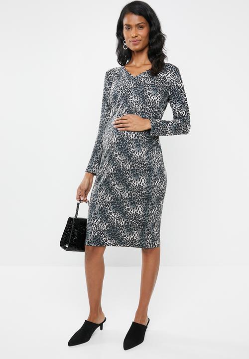 edit Maternity - V-neck bodycon dress - multi
