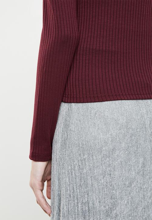 Superbalist - Zip thru tee - burgundy