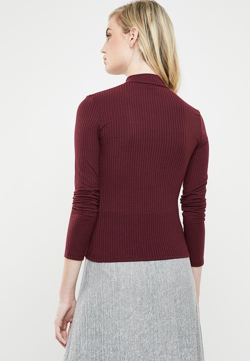 Superbalist - Zip thru tee - burgundy