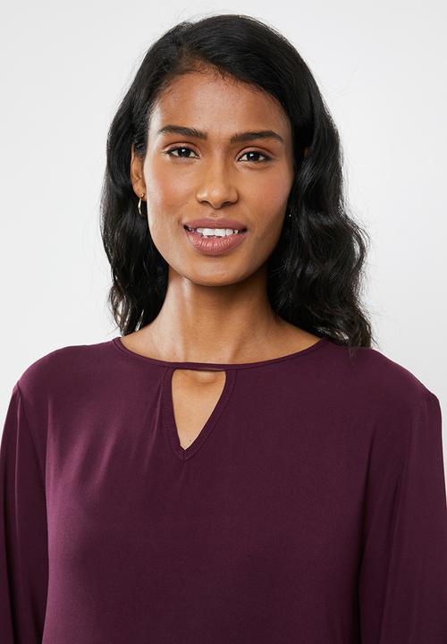 edit Maternity - Tiered peasant dress - burgundy