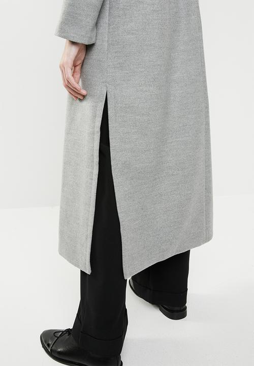 Superbalist - Belted melton trench coat - grey