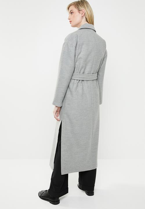 Superbalist - Belted melton trench coat - grey