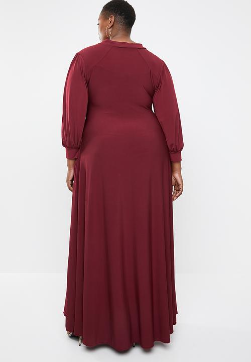 Plus-Fab - Brandy keyhole dress - maroon