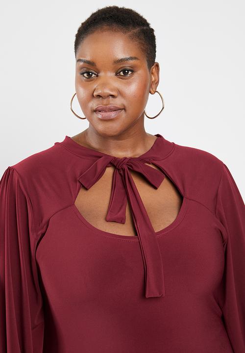 Plus-Fab - Brandy keyhole dress - maroon