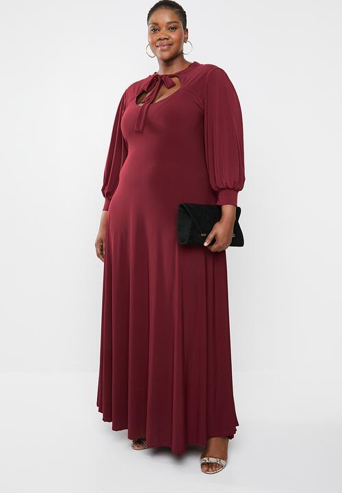 Plus-Fab - Brandy keyhole dress - maroon