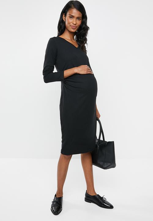 edit Maternity - Maternity  V-neckline  bodycon dress - black