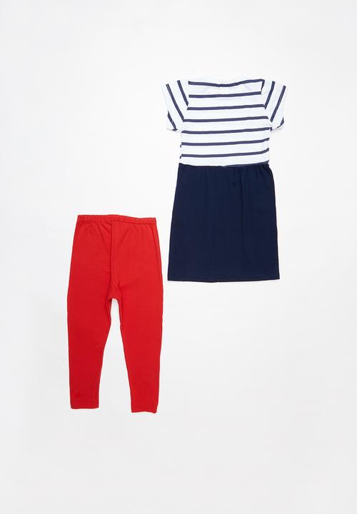 Superbalist - Smock knit dress with leggings - navy & red