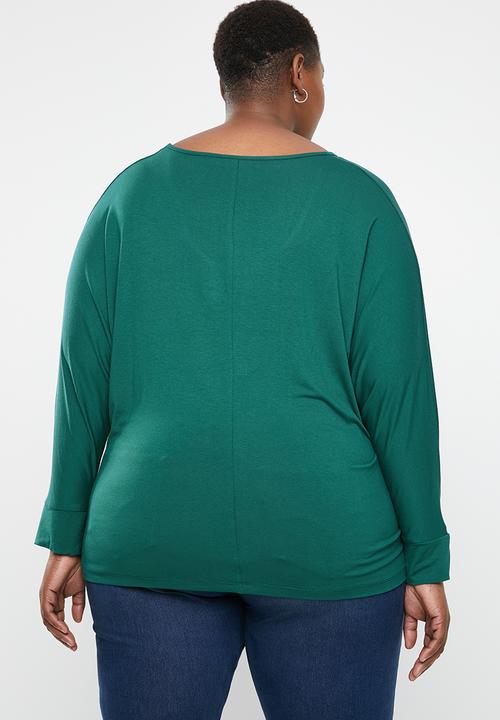 STYLE REPUBLIC PLUS - Sleeve tie top - green