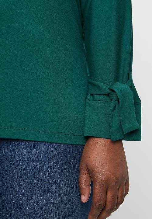 STYLE REPUBLIC PLUS - Sleeve tie top - green