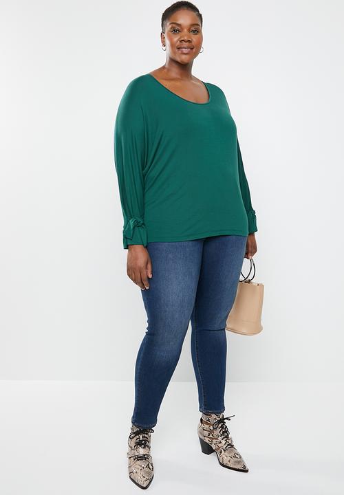 STYLE REPUBLIC PLUS - Sleeve tie top - green