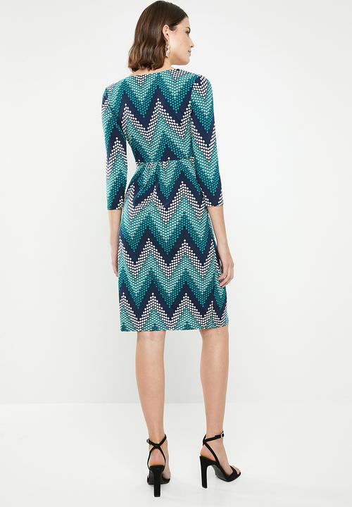 Revenge - Zig zag wrap dress - teal