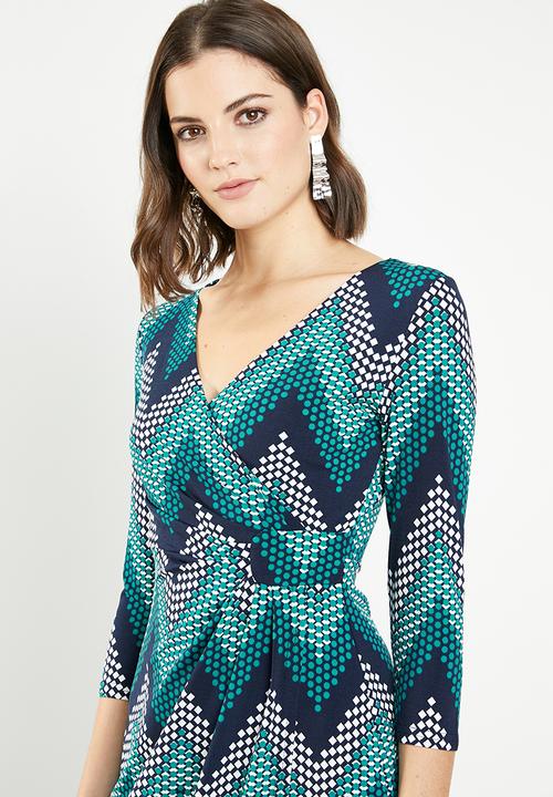 Revenge - Zig zag wrap dress - teal