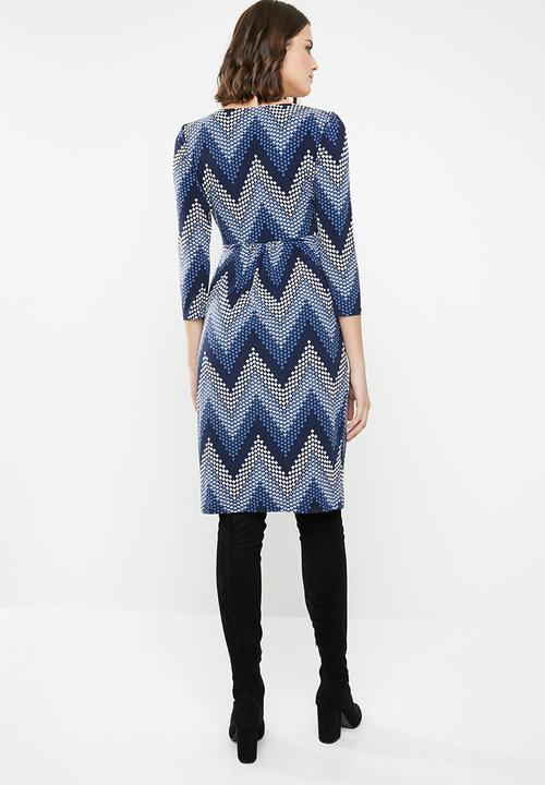 Revenge - Zig zag wrap dress - navy
