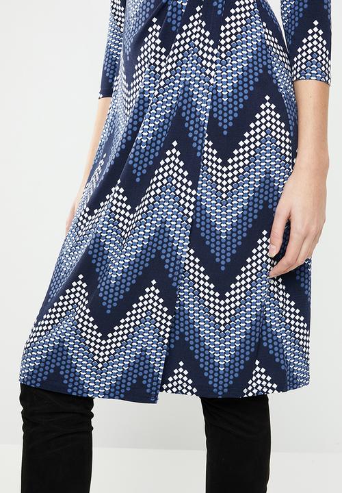 Revenge - Zig zag wrap dress - navy