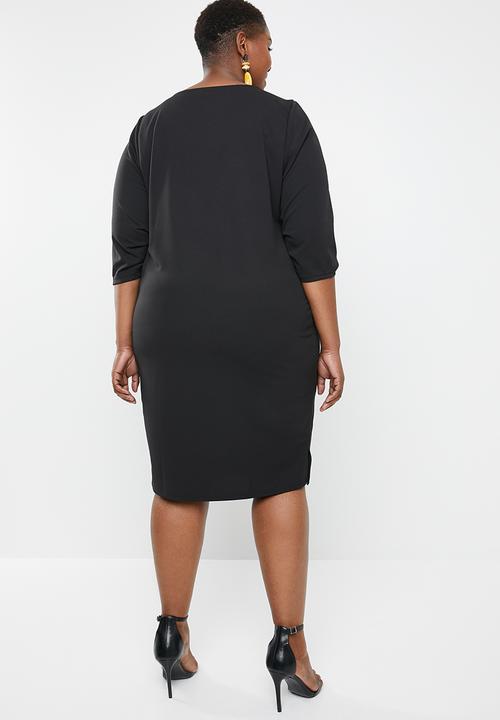 edit Plus - Sleeve detail shift dress - black