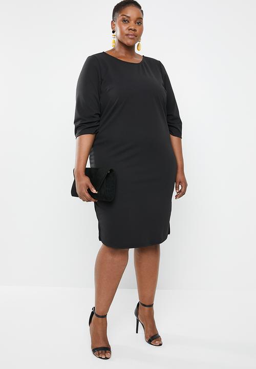 edit Plus - Sleeve detail shift dress - black