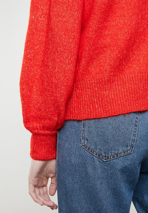Vero Moda - Dalo long sleeve V-neck cardigan - red