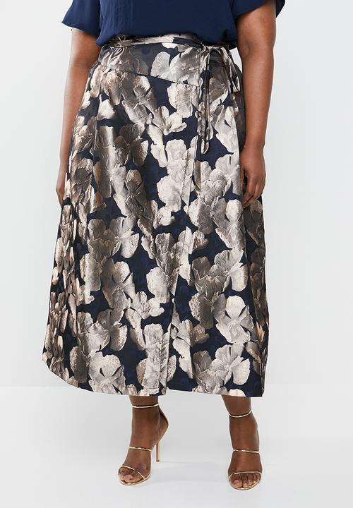 plus size navy pleated skirt