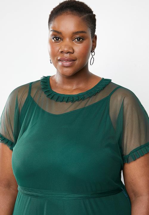 AMANDA LAIRD CHERRY - Plus size phateka sheer maxi dress - green