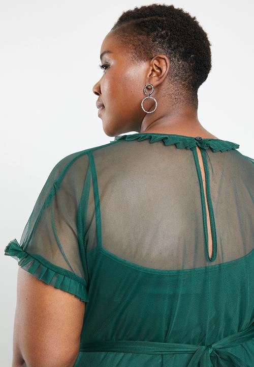 AMANDA LAIRD CHERRY - Plus size phateka sheer maxi dress - green