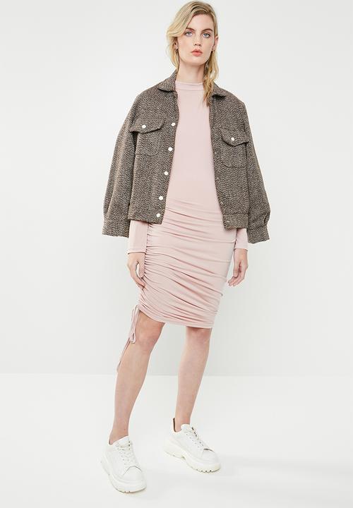 Superbalist - Draw-cord bodycon dress - pink
