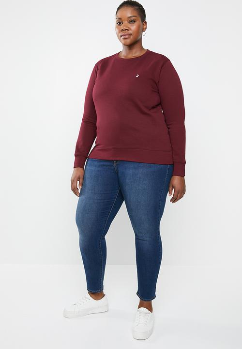 POLO - Plus size Lexie long sleeve jersey - burgundy