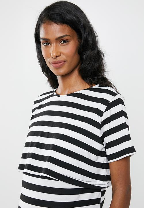 edit Maternity - Overlay maxi dress - white & black
