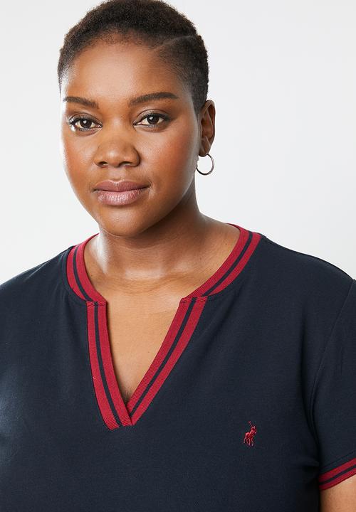 POLO - Plus size Simone short sleeve V-neck golfer - navy