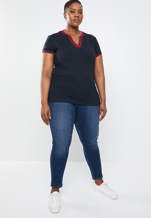 POLO - Plus size Simone short sleeve V-neck golfer - navy