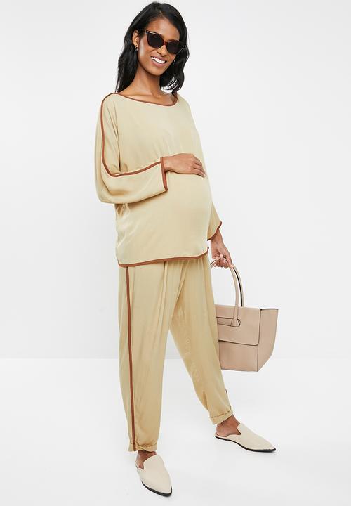 edit Maternity - Side stripe casual pants - brown 