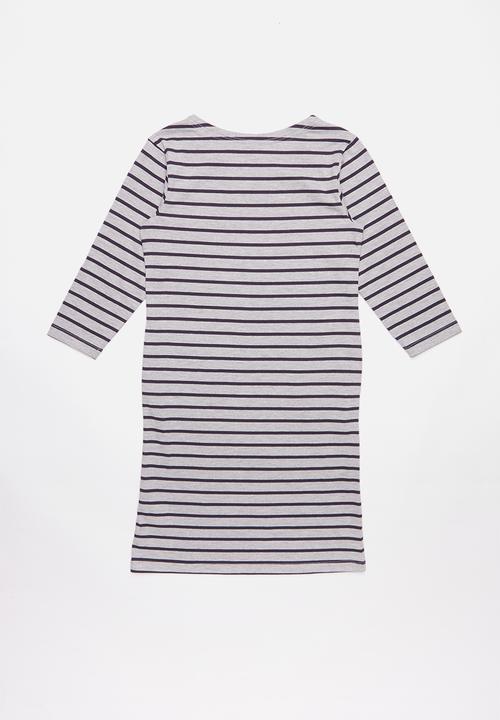 POLO - Striped dress - grey & navy 