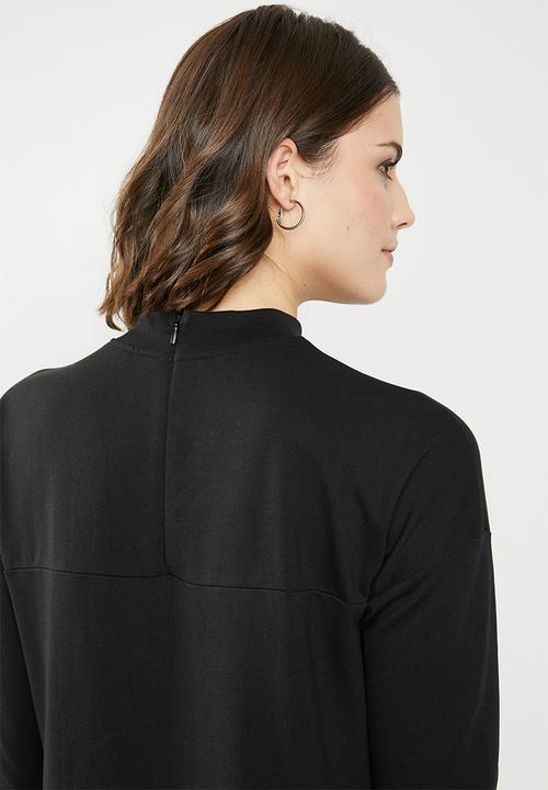 Noisy May - Leah long sleeve sweat dress - black