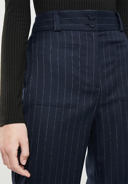 MANGO - Printed crop trouser - navy